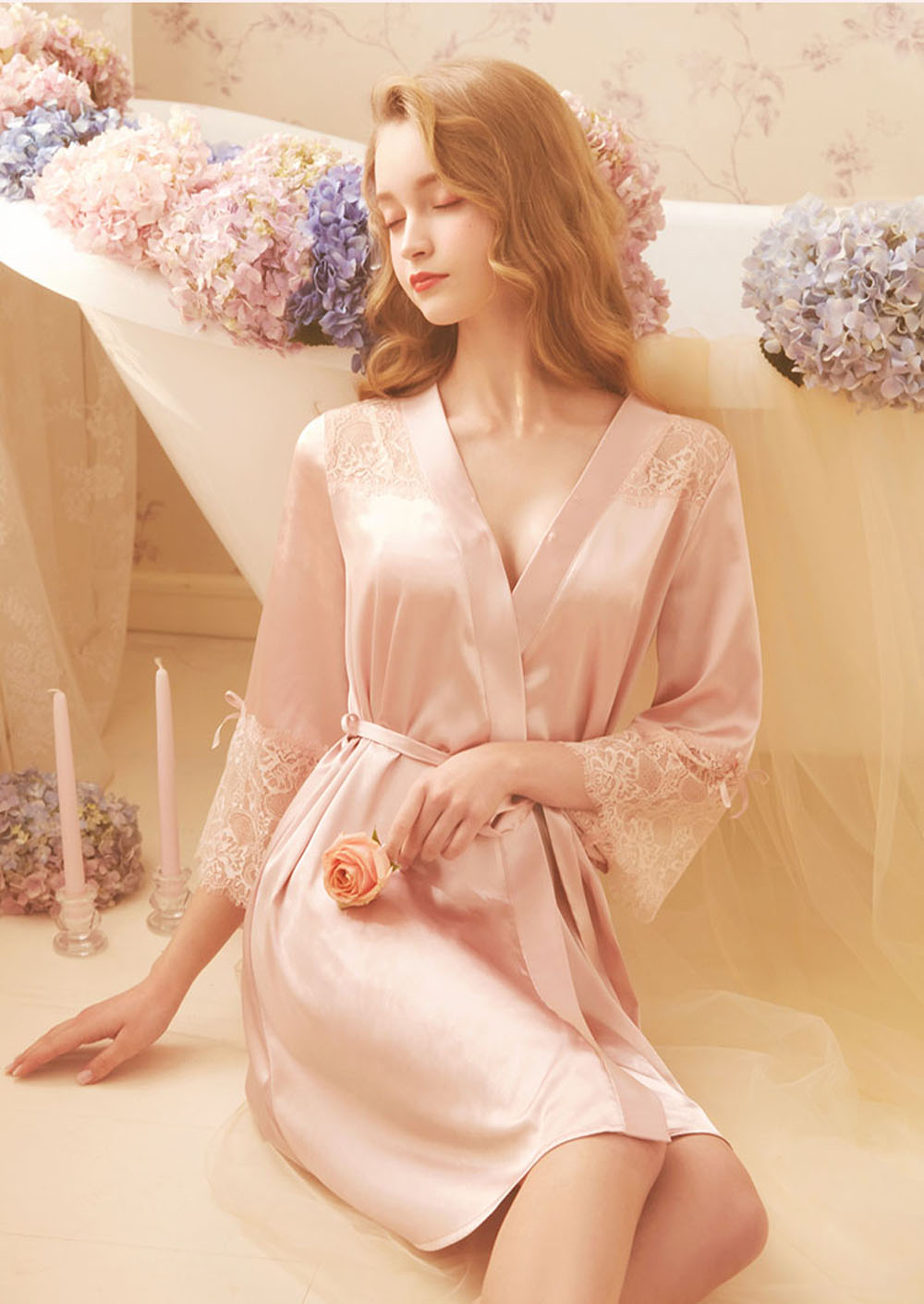 Satin kimono robe wholesale, satin robes in bulk Cnpajama